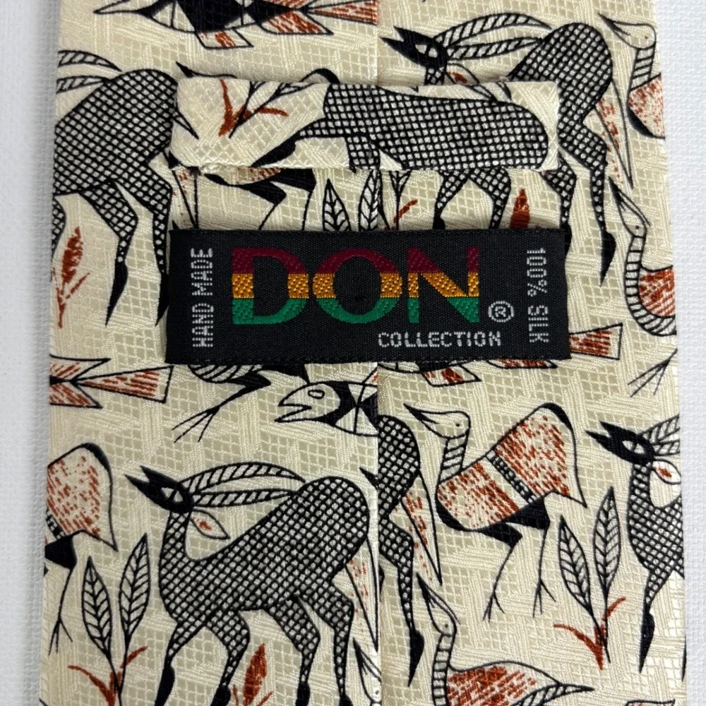 Vintage Don Collection Silk Tie African Wildlife‎ Gazelle Print Handmade